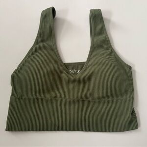 Aeropostale Ribbed Olive Green Sports Bra